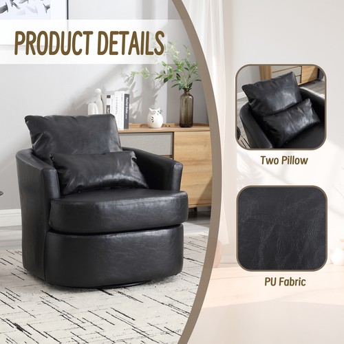 COOLMORE Swivel Barrel Chair, Comfy Round Accent Sofa Chair for Living Room, 360 - Picture 3 of 12