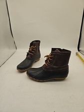 Sperry Youth Saltwater Boot Brown Side Zip Lace Size 5