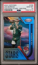 2022 PANINI CERTIFIED MIRROR PINK /199 #CS6 JOE BURROW CERTIFIED STARS PSA 10