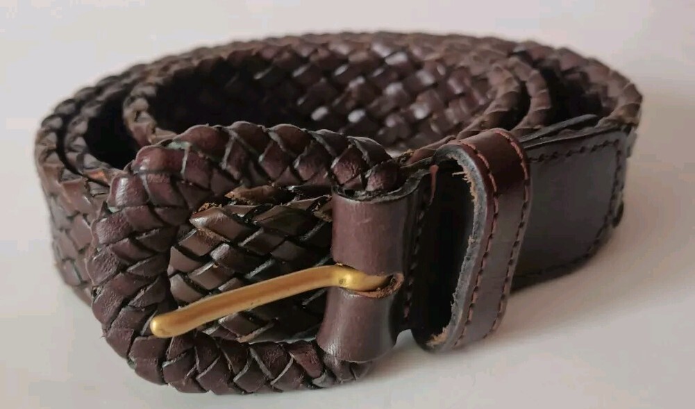 Nordstrom  Braided Leather Belt Size Large Brown  Made In Turkey  39