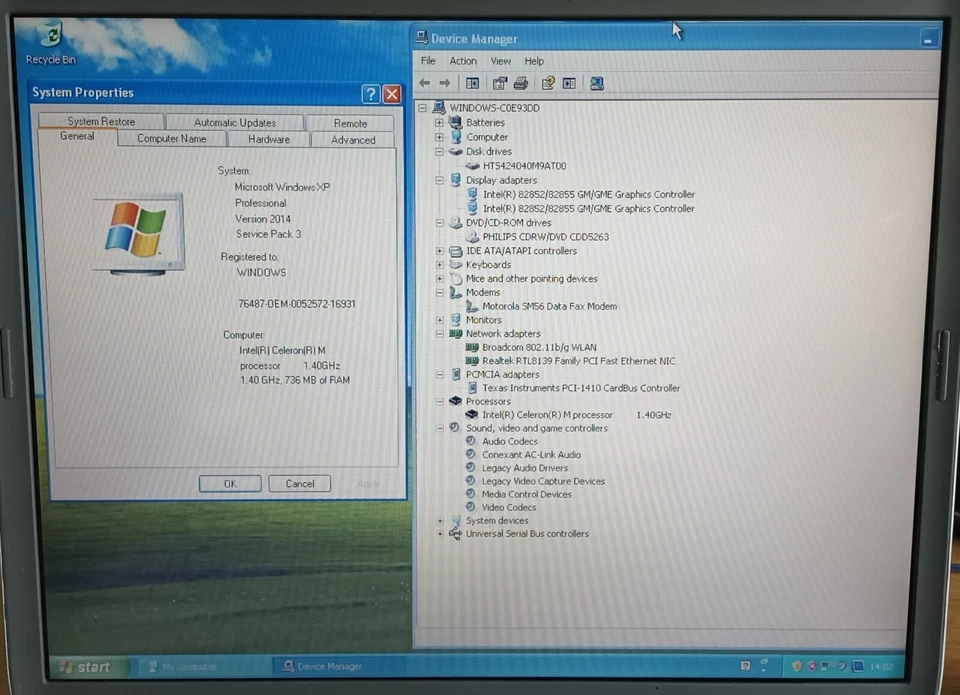 Compaq NX9020 Laptop 15" 736MB 40GB Windows XP SP3 SP4 DA0KT2MB6E0 371793-001 - Image 2 of 4