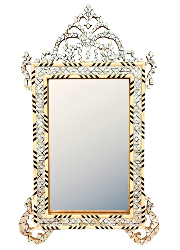 Espejo estilo veneciano Patricia Altschul madreperla e incrustación de hueso - 31x18x1 Foto 2 de 4