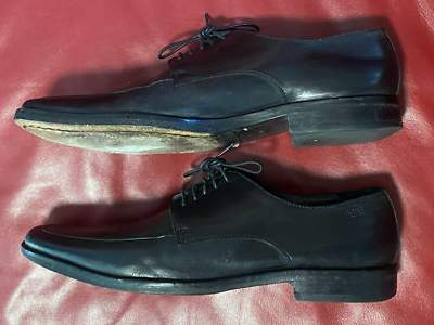 Hugo Boss 50130567 Black Leather Oxford Apron Toe Dress  display picture 3
