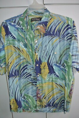 Tori Richard  Mens Large  Fabulous Ginger Torches on Black Viscose/Nice