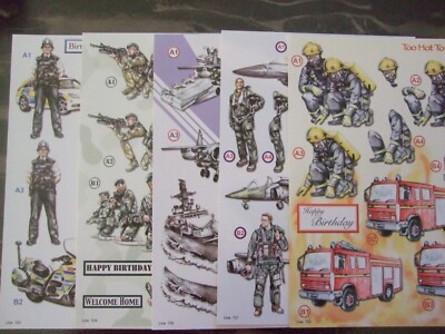 5 Blatt Easy Diecut Berufe Decoupage siehe Fotos D/M/U/P/31