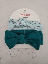 Baby Cat And Jack 2 Pack Green  Floral Headwraps BNWT