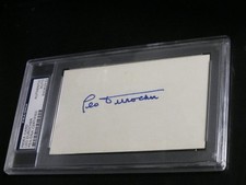Leo Durocher Autographed Index Card PSA Certified Encapsulated 