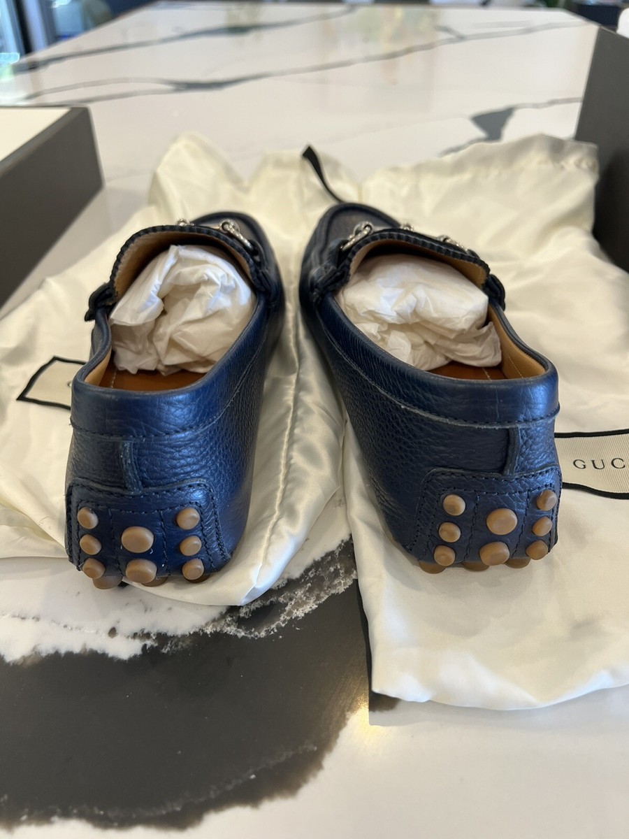 Gucci 322741 Men's Blue Leather Driving Shoes size G /US 6.5 | eBay