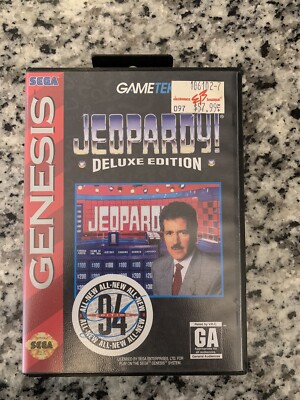 Jeopardy Deluxe Edition (Sega Genesis, 1993) Complete CIB W/ Reg Card
