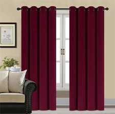 1 Piece Velvet Luxurious Lined Curtain Eyelet Panel Grommet Ringtop Drapes Red