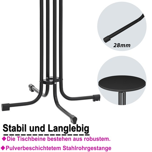Stehtisch Klappbar Tisch Klapptisch Gastronomie mit Verstellbare Füße Schwarz DE - Bild 4 von 12