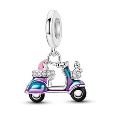 MULA Cat Bicycle Pendant DIY Charm AAA CZ Fit Lady Bracelet 925 Sterling Silver