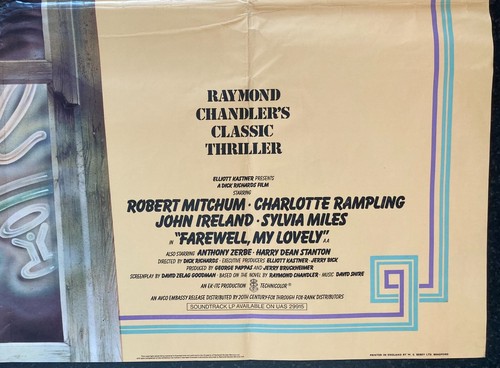 FAREWELL MY LOVELY 1975 Original Cinema UK Quad Movie POSTER Mitchum & Rampling - Picture 8 of 11