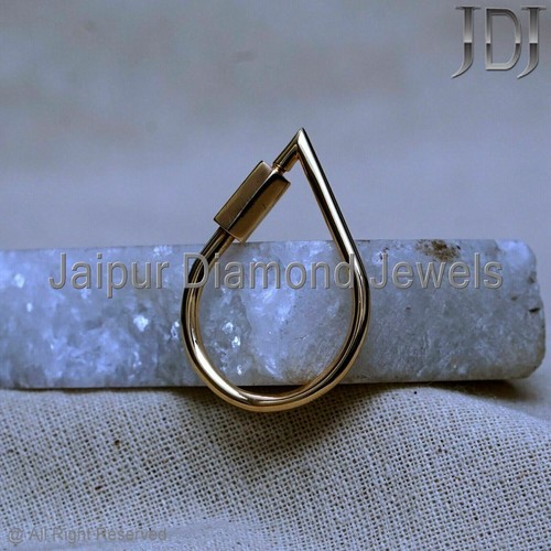 Carabiner Clasp Finding Drop Shape Yellow Gold 14k Jewelry Fine Lock Accessories - Picture 5 of 7