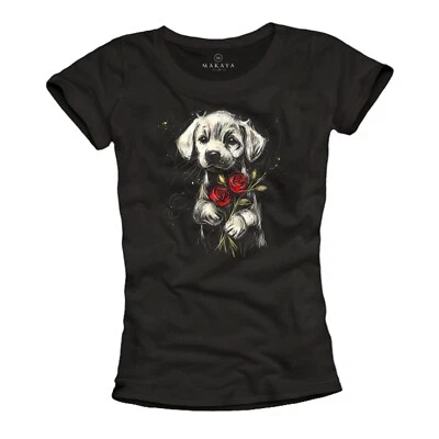 Trendige Damen T-Shirts mit Hunde Motiv Hundeliebhaberinnen Hundebesitzerinnen - Bild 1 von 3