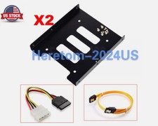 2pcs 2.5 to 3.5 Inch HDD SSD Mounting Adapter Bracket SATA Data Power Cable USA