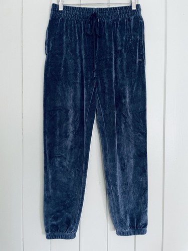 TNA Aritzia Montcalm Jogger Pants M Medium Navy Blue Velour Velvet Pull-On