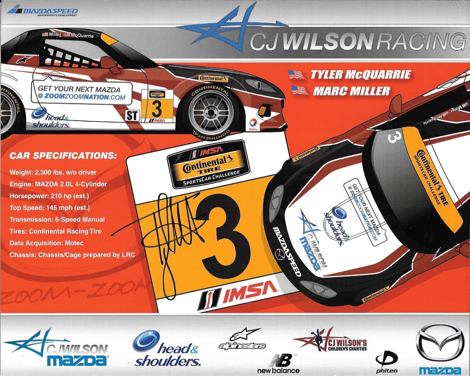 Mazda Tyler Popular products McQuarrie Autographed IMSA 2018 Wholesale R Hero Compass Card