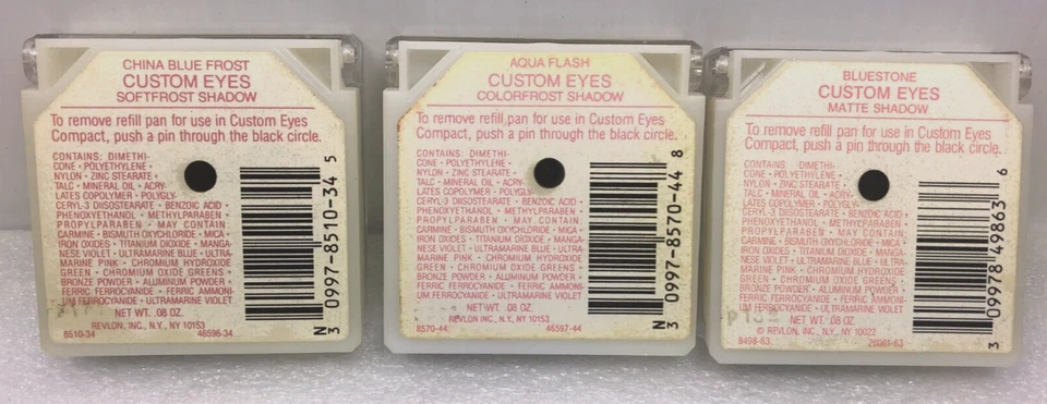 REVLON Custom Eyes Eye Shadow CHINA BLUE, AQUA,BLUESTONE *VINTAGE ORIGINAL AS-IS - Image 3 of 4
