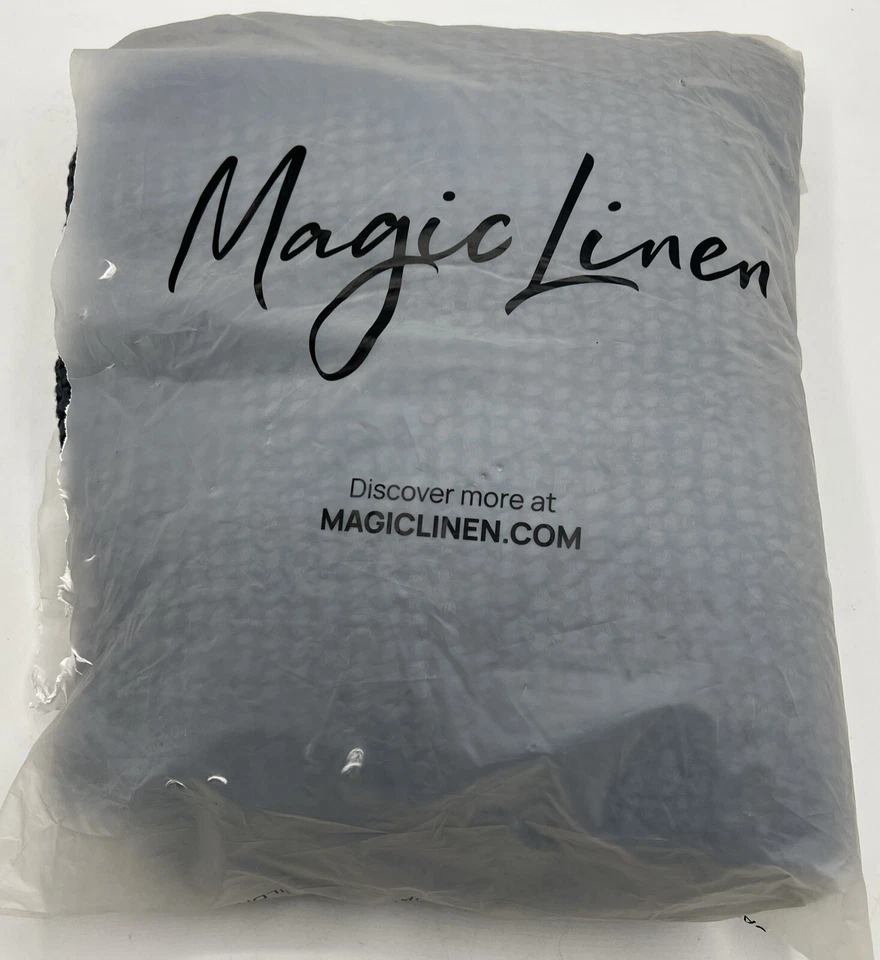 Manta Magic Linen Gris Oscuro Waffle 53”x81” Lino Algodón Hecha a Mano Foto 2 de 3