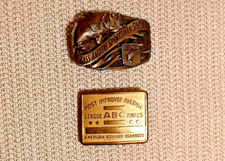 Bass Anglers sportsman society and American bowling congress belt buckles