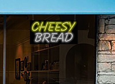 Cheesy Bread Neon Sign | Jantec | 32'' x 16'' | Italian Garlic Mozzarella