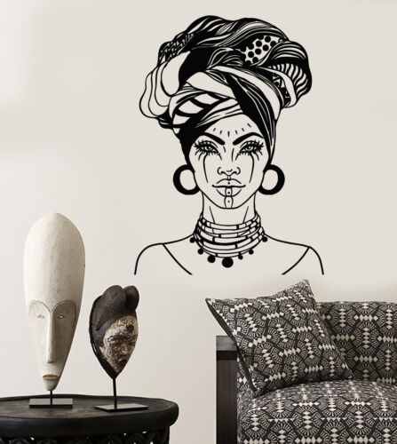 Vinyl Wall Decal African Woman Head Turban Native Face Tattoos Stickers  (2026ig) | eBay