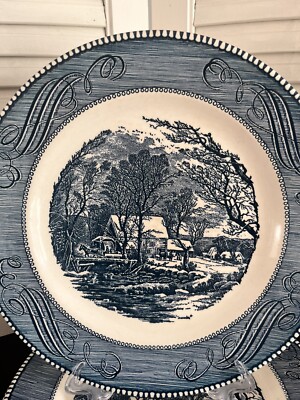 ビンテージEIIR灰皿(英国王室、クリスタル) Currier and Ives Old Grist Mill Blue Dinner Plate 10