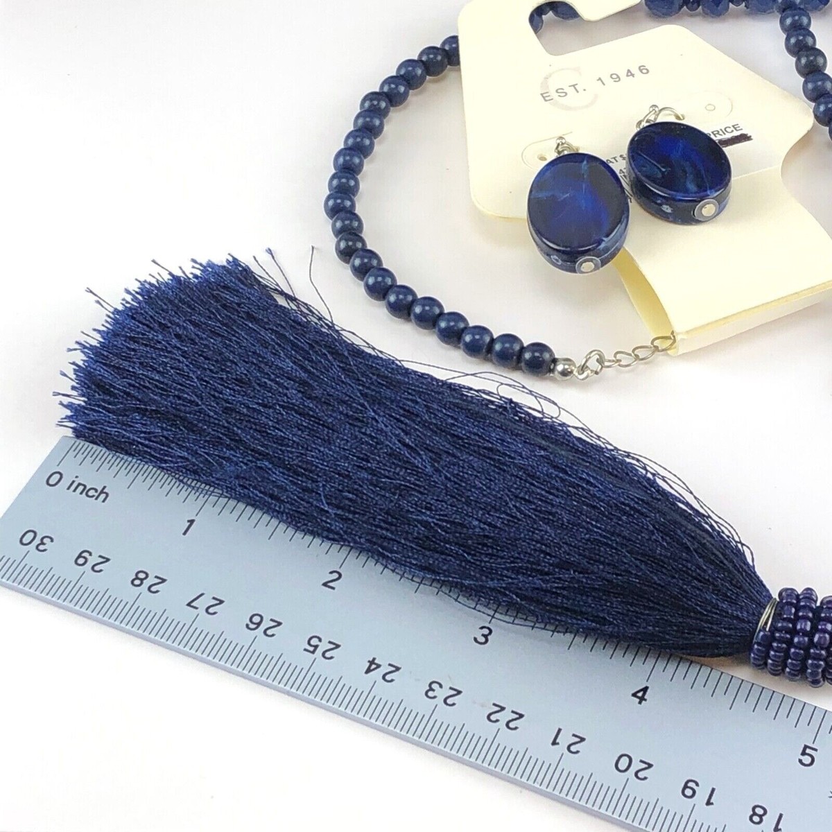 C'est 1946 Necklace Earrings Set Blue & Green Beaded with