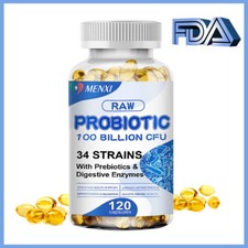 Raw Probiotics 100 Billion CFU Potency Digestive Immune Health 120 Capsules US