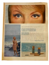 Vintage 1962 Max Factor California Blues Eyeshadow Advertisement Print Ad READ