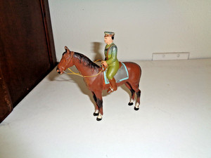 Very Rare and Unusual Large Size 5" Tall Heyde Soldier on Horseback