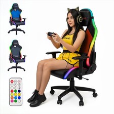Nuwo Sedia Gaming LED RGB Ergonomica in Tessuto Traspirante | Reclinabile