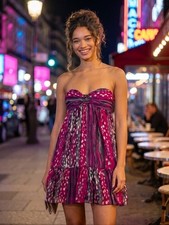 Authentic Y2K GUESS Party Dress Strapless Chiffon Fully Lined Mini Dress Size 9