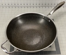 Hexclad Hybrid Cookware Stainless Steel Pan Nonstick 12" Wok - NO LID -used