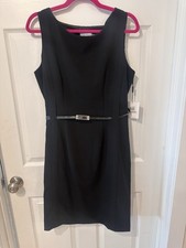 Calvin Klein NWT BLACK Sleeveless  MIDI Dress size 12 Fully lined