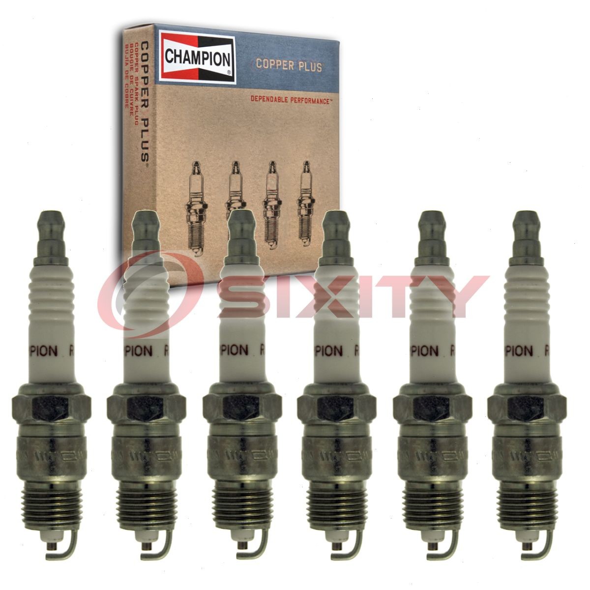 6 pc Champion Copper Plus Spark Plugs for 1985-1986 Chevrolet G10 4.3L V6 uo