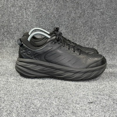 Hoka Bondi SR Slip Resistant Shoes Men's 10 Black Leather Athletic Comfort Work