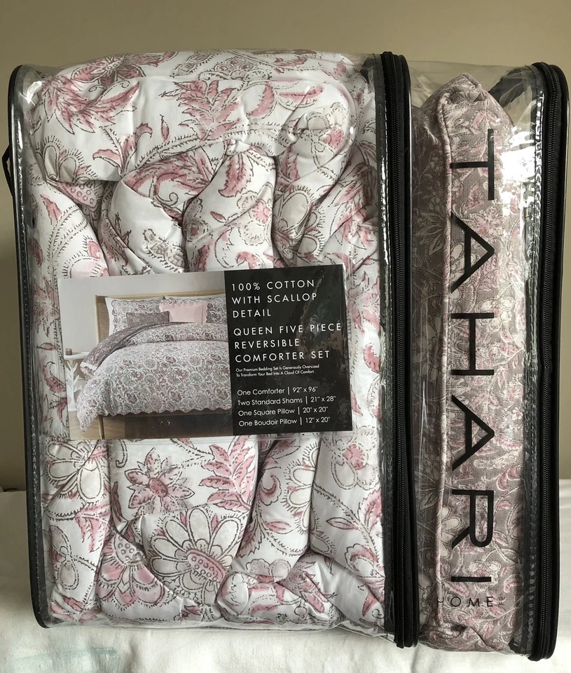 Nuevo en Paquete 5 piezas Tahari Multicolor 100% Algodón Queen Edredón, Fundas y 2 Almohadas Foto 4 de 4