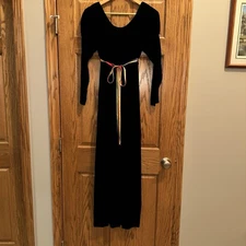 Vtg Velvet Maxi Dress Young Innocent Arpeja Rainbow Tie Empire Waist Juliet 7