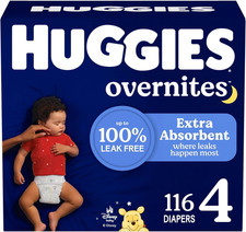 Huggies Size 4 Overnites Baby Diapers: Overnight Diapers, Size 4 22-37 Lbs , 11