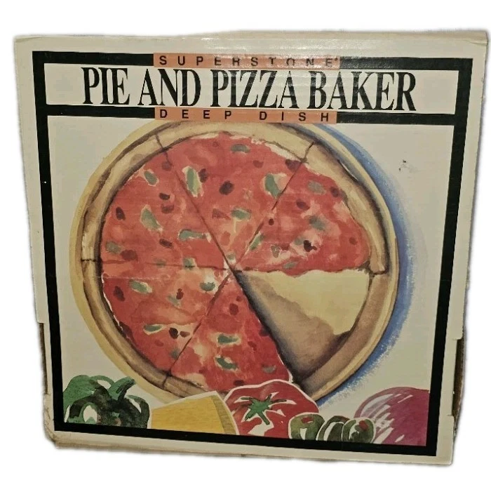 Vintage Sassafras Superstone Pie Pizza Baker Deep Dish Stoneware USA w/ Box