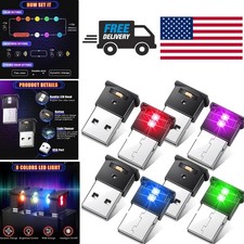 Mini USB LED Light 2 Pieces Dimmable Car Interior Atmosphere Light 8 Colors