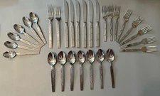 29 pc Faberware Crossway Stainless Steel Geometric Design Handle 2 5pc Settings