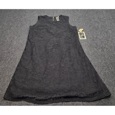 NWT Julian Taylor Lace Dress Women 8 Black Sleeveless Exposed Zipper Shift