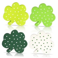 4 Pcs St Patricks Day Table Decor   Wooden Shamrock Irish Decor for Tabletop 