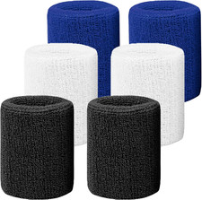 6 Pack 4 Inch Wrist Sweatbands Tennis Wrist Bands Absorbent Sweat Band for Men a
