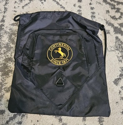 Continental Tire Black Draw String Backpack with Multiple Pockets and Logo 