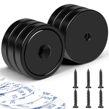Strong Magnets with Holes and Screws, 110 lbs, Pack of 6
