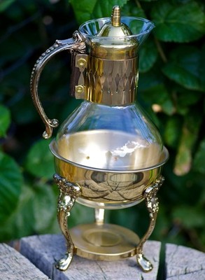 VINTAGE Coffee Carafe Pitcher +Stand Glass Very Clean and Nice Condition! 1980's